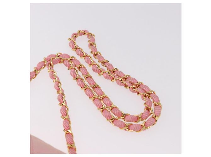 CHANEL Mini Matelasse 18 Chain Shoulder Bag Canvas Pink Gold CC Auth 191614 Rosa D'oro - vista 14