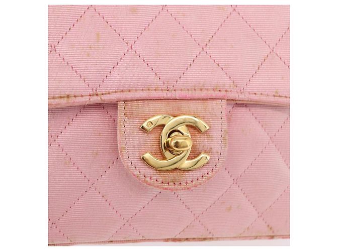 CHANEL Mini Matelasse 18 Chain Shoulder Bag Canvas Pink Gold CC Auth 191614 Rosa D'oro - vista 18