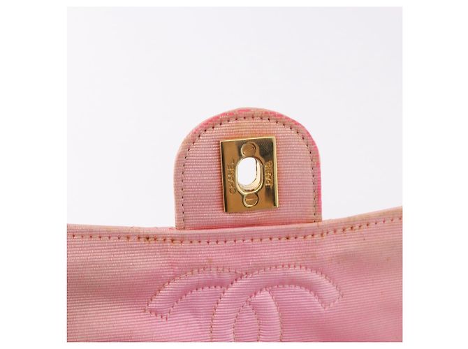 CHANEL Mini Matelasse 18 Chain Shoulder Bag Canvas Pink Gold CC Auth 191614 Rosa D'oro - vista 22