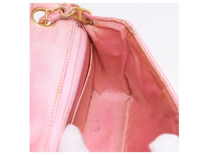 CHANEL Mini Matelasse 18 Chain Shoulder Bag Canvas Pink Gold CC Auth 191614 Rosa D'oro - vista 24