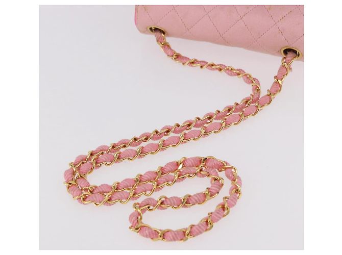 CHANEL Mini Matelasse 18 Chain Shoulder Bag Canvas Pink Gold CC Auth 191614 Rosa D'oro - vista 8