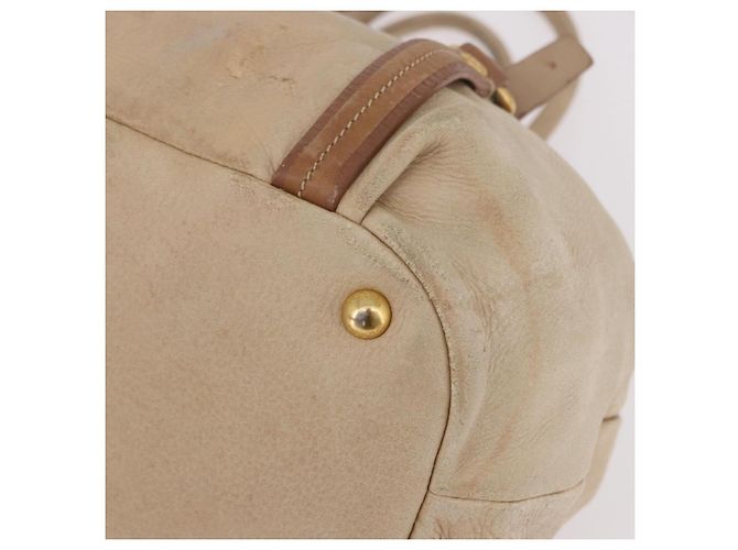 PRADA Tote Bag Leder 2way Beige Gold Auth bs36021 Golden - Ansicht 15