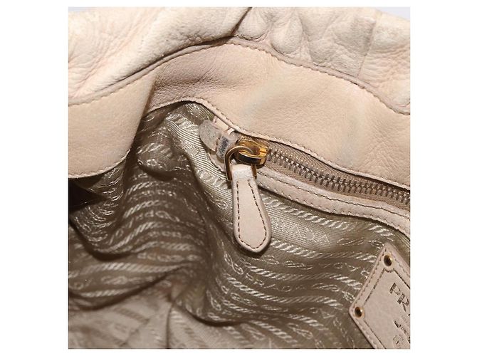 PRADA Tote Bag Leder 2way Beige Gold Auth bs36021 Golden - Ansicht 22
