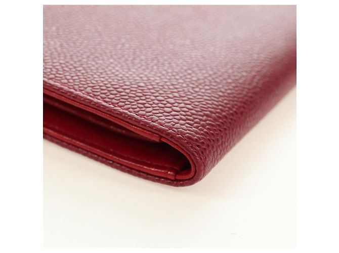 CHANEL COCO Mark Langgeldbörse Caviar Leder Rot Gold CC Authentisch 190496M Golden - Ansicht 15