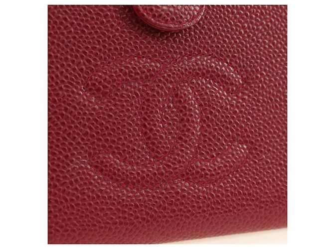 CHANEL COCO Mark Langgeldbörse Caviar Leder Rot Gold CC Authentisch 190496M Golden - Ansicht 17