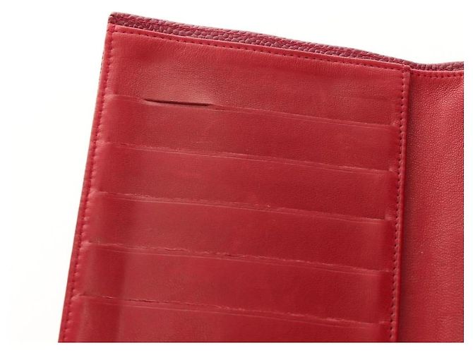 CHANEL COCO Mark Langgeldbörse Caviar Leder Rot Gold CC Authentisch 190496M Golden - Ansicht 18