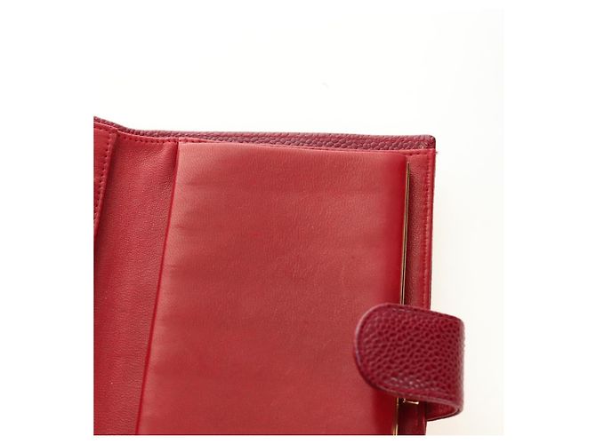 CHANEL COCO Mark Langgeldbörse Caviar Leder Rot Gold CC Authentisch 190496M Golden - Ansicht 20