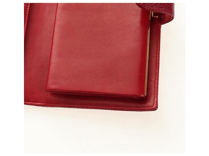 CHANEL COCO Mark Langgeldbörse Caviar Leder Rot Gold CC Authentisch 190496M Golden - Ansicht 21