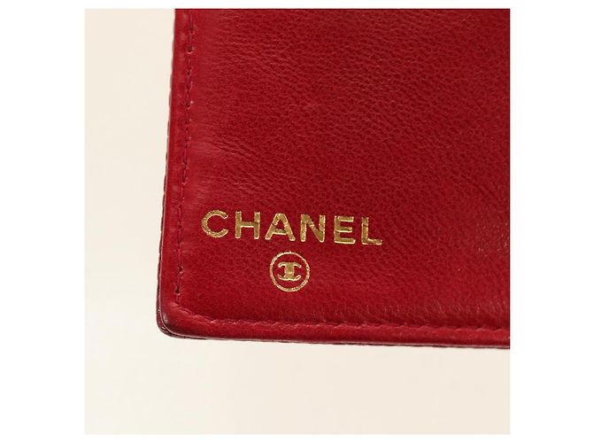 CHANEL COCO Mark Langgeldbörse Caviar Leder Rot Gold CC Authentisch 190496M Golden - Ansicht 23