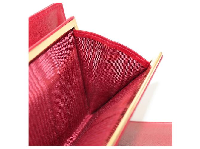 CHANEL COCO Mark Langgeldbörse Caviar Leder Rot Gold CC Authentisch 190496M Golden - Ansicht 25