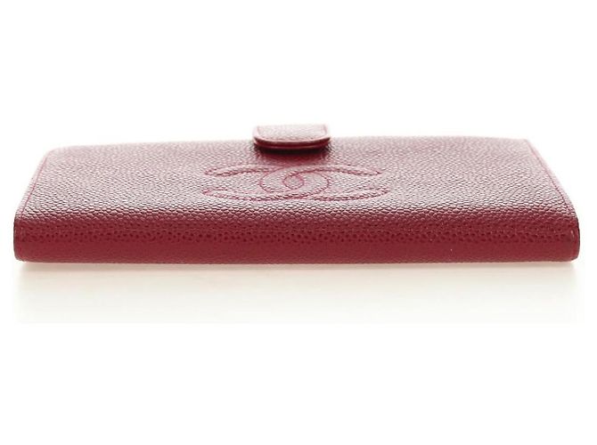 CHANEL COCO Mark Langgeldbörse Caviar Leder Rot Gold CC Authentisch 190496M Golden - Ansicht 6