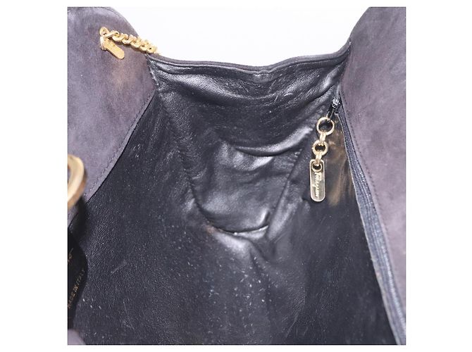 Borsa a tracolla Salvatore Ferragamo Gancini in scamosciato nero e oro Auth 191696 D'oro - vista 18