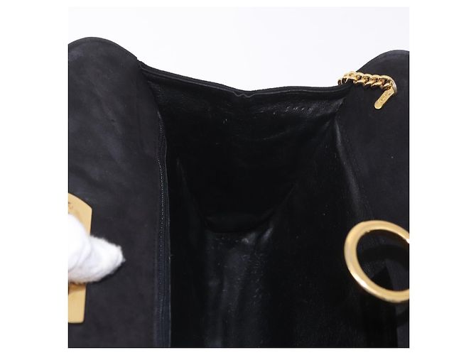 Borsa a tracolla Salvatore Ferragamo Gancini in scamosciato nero e oro Auth 191696 D'oro - vista 19