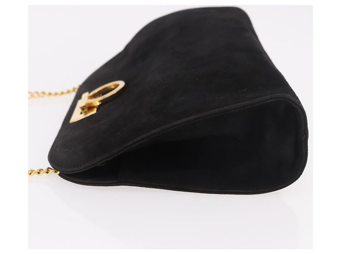 Borsa a tracolla Salvatore Ferragamo Gancini in scamosciato nero e oro Auth 191696 D'oro - vista 4