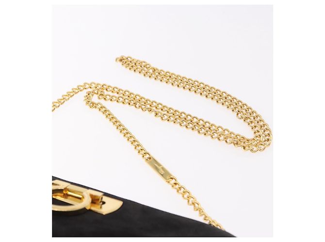 Borsa a tracolla Salvatore Ferragamo Gancini in scamosciato nero e oro Auth 191696 D'oro - vista 8