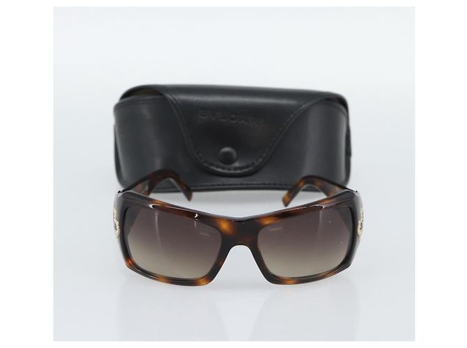 Bulgari Gafas de sol BVLGARI de plástico marrón oro Auth BA14044 Castaño Dorado - vista 12