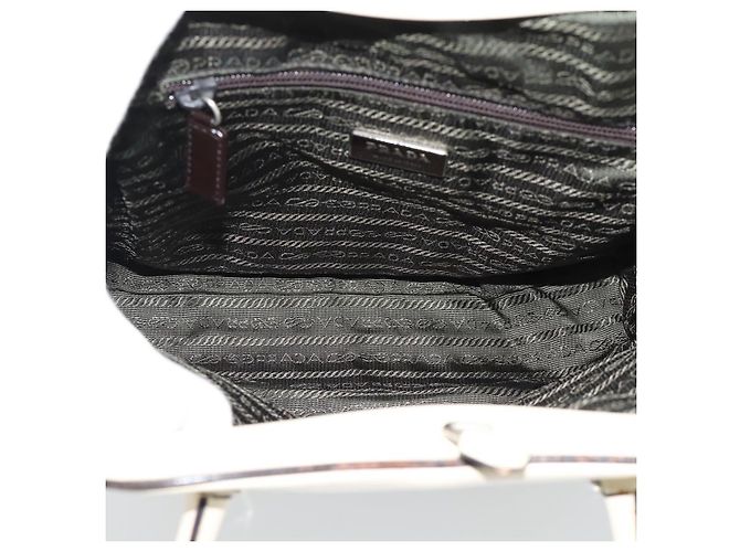 PRADA Tote Bag Leder Beige Silber Auth ka5123 - Ansicht 11