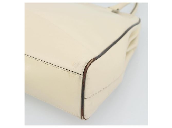 PRADA Tote Bag Leder Beige Silber Auth ka5123 - Ansicht 14