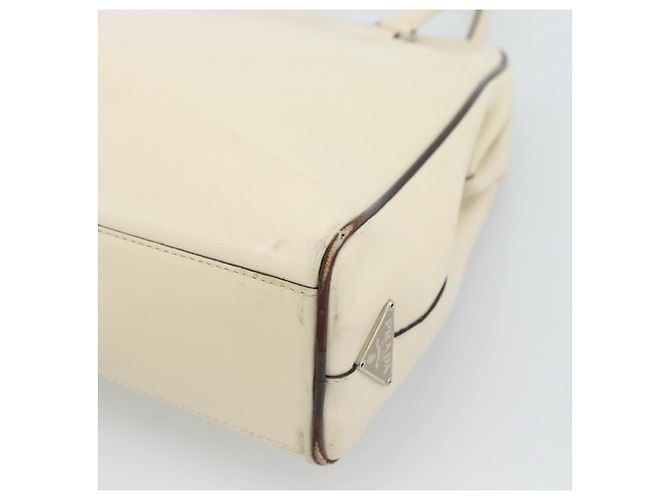 PRADA Tote Bag Leder Beige Silber Auth ka5123 - Ansicht 16