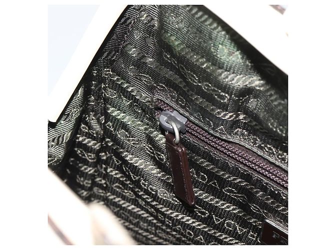 PRADA Tote Bag Leder Beige Silber Auth ka5123 - Ansicht 21