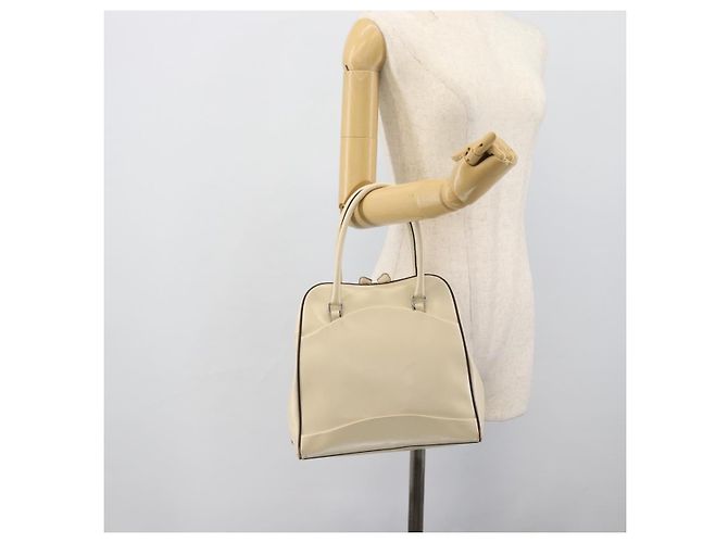 PRADA Tote Bag Leder Beige Silber Auth ka5123 - Ansicht 23