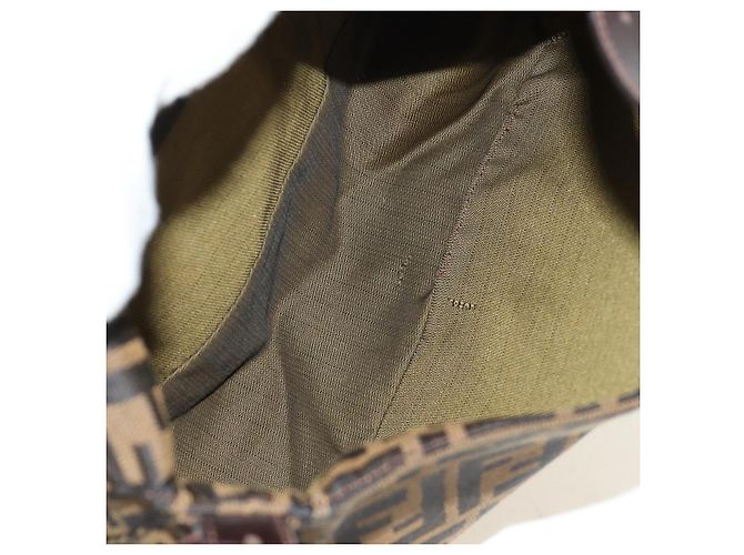 FENDI Zucca Canvas Mamma Baguette Bolsa de Ombro Preto Marrom Auth 191291SAV - vista 10