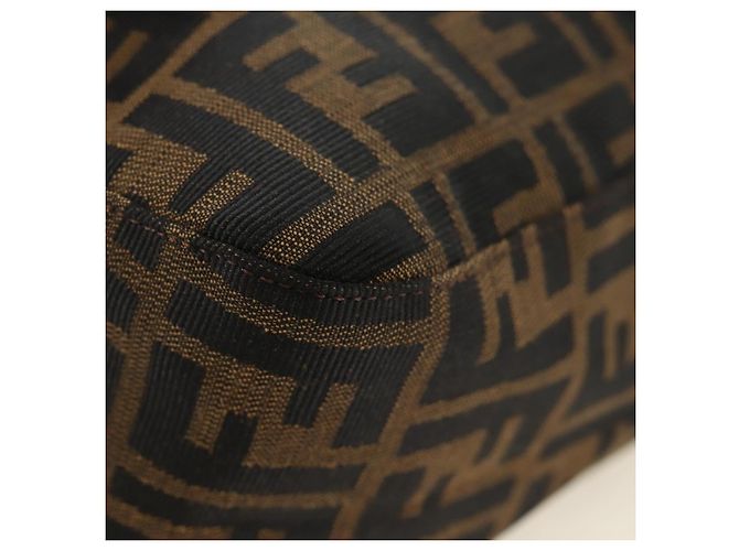 FENDI Zucca Canvas Mamma Baguette Bolsa de Ombro Preto Marrom Auth 191291SAV - vista 15