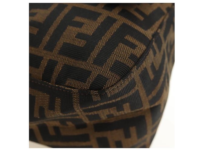 FENDI Zucca Canvas Mamma Baguette Bolsa de Ombro Preto Marrom Auth 191291SAV - vista 16