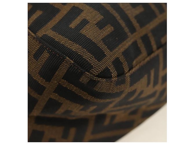FENDI Zucca Canvas Mamma Baguette Bolsa de Ombro Preto Marrom Auth 191291SAV - vista 17
