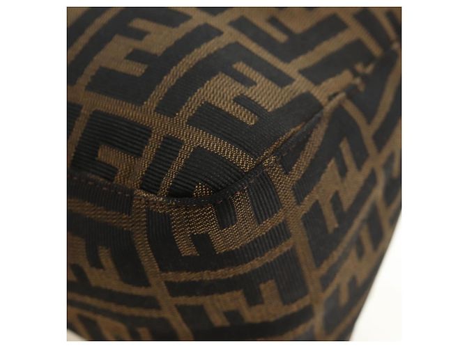 FENDI Zucca Canvas Mamma Baguette Bolsa de Ombro Preto Marrom Auth 191291SAV - vista 18