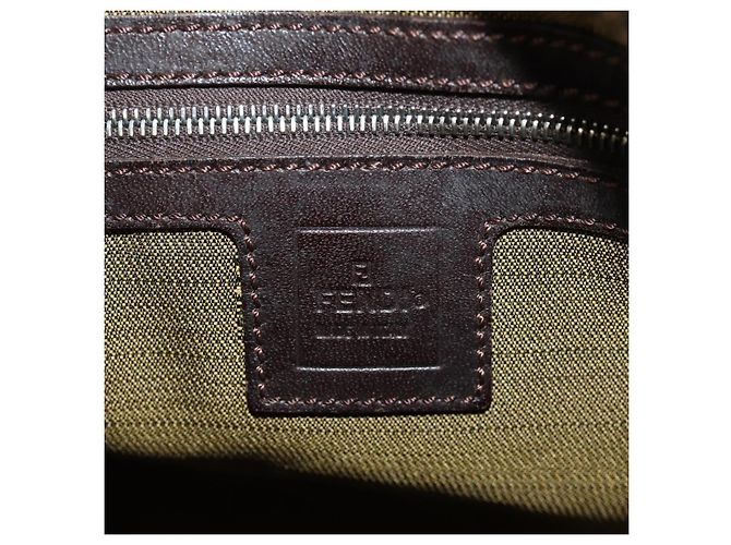 FENDI Zucca Canvas Mamma Baguette Bolsa de Ombro Preto Marrom Auth 191291SAV - vista 21