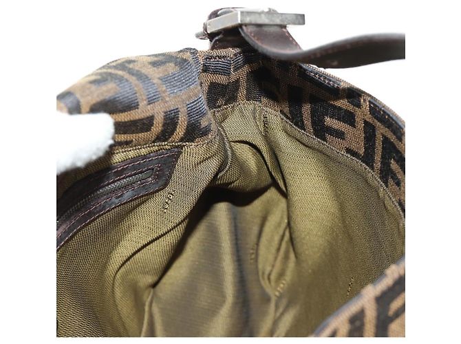 FENDI Zucca Canvas Mamma Baguette Bolsa de Ombro Preto Marrom Auth 191291SAV - vista 22