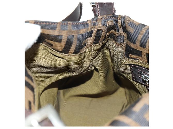 FENDI Zucca Canvas Mamma Baguette Bolsa de Ombro Preto Marrom Auth 191291SAV - vista 23