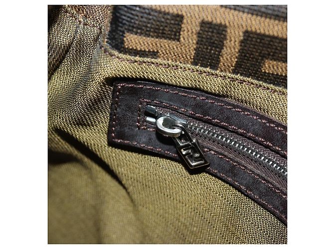 FENDI Zucca Canvas Mamma Baguette Bolsa de Ombro Preto Marrom Auth 191291SAV - vista 24