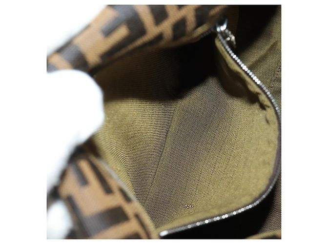 FENDI Zucca Canvas Mamma Baguette Bolsa de Ombro Preto Marrom Auth 191291SAV - vista 25