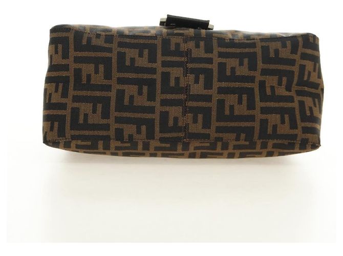 FENDI Zucca Canvas Mamma Baguette Bolsa de Ombro Preto Marrom Auth 191291SAV - vista 5