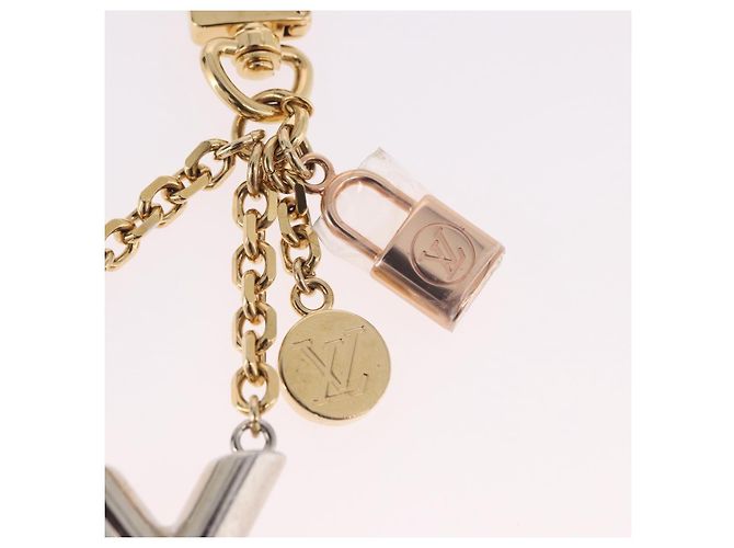 LOUIS VUITTON Portachiavi CaleidoV Metallo Oro Argento M67377 LV Auth 191624M - vista 4