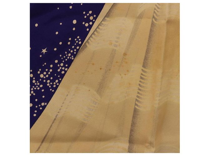 Hermès HERMES Carré 90 Foulard "Souvenirs de Paris" Seta Blu Beige Auth 191677 - vista 13