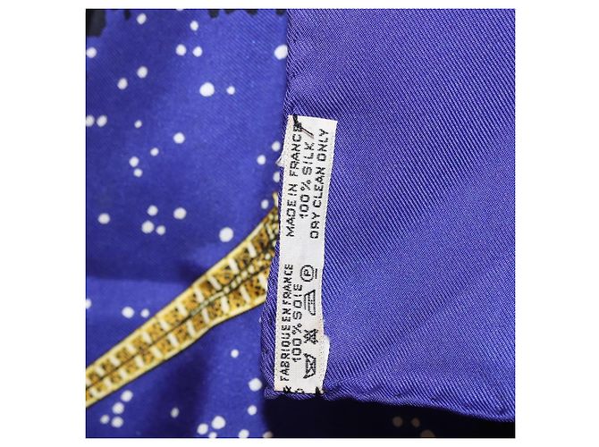 Hermès HERMES Carré 90 Foulard "Souvenirs de Paris" Seta Blu Beige Auth 191677 - vista 15