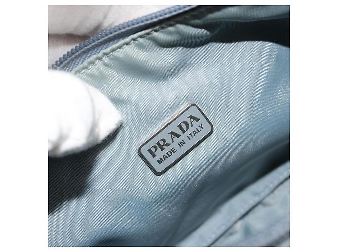 PRADA Hand Pouch Nylon Hellblau Silber Auth BA14013A - Ansicht 10