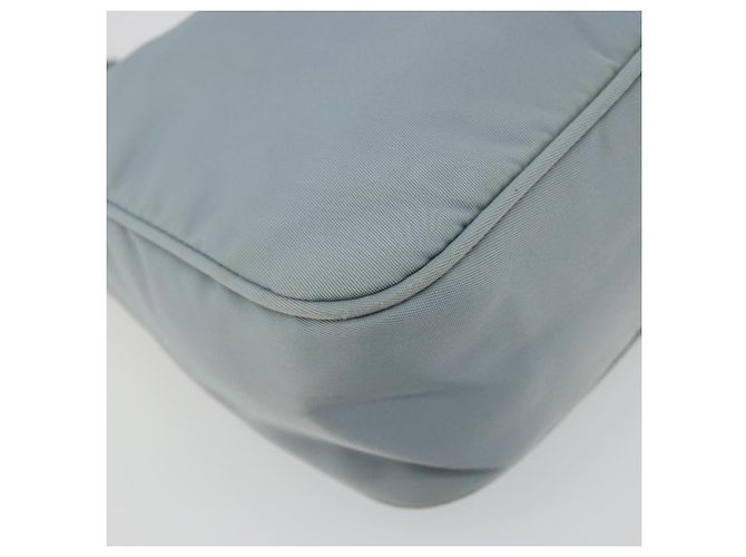 PRADA Hand Pouch Nylon Hellblau Silber Auth BA14013A - Ansicht 14