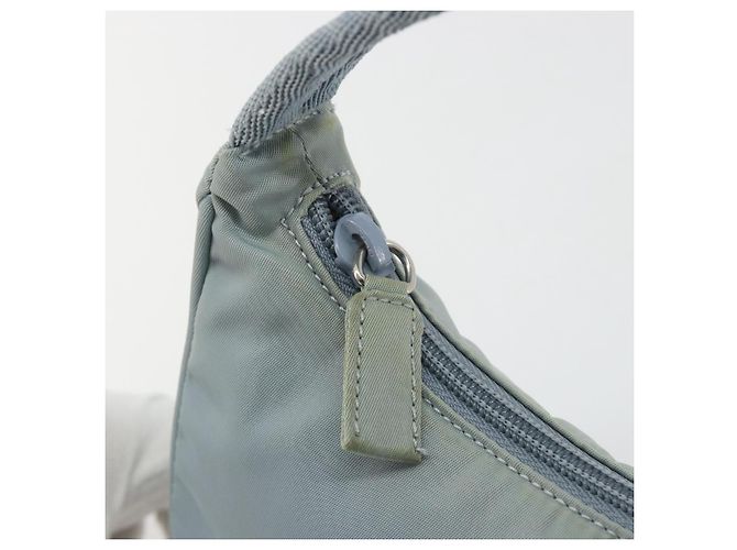 PRADA Hand Pouch Nylon Hellblau Silber Auth BA14013A - Ansicht 17