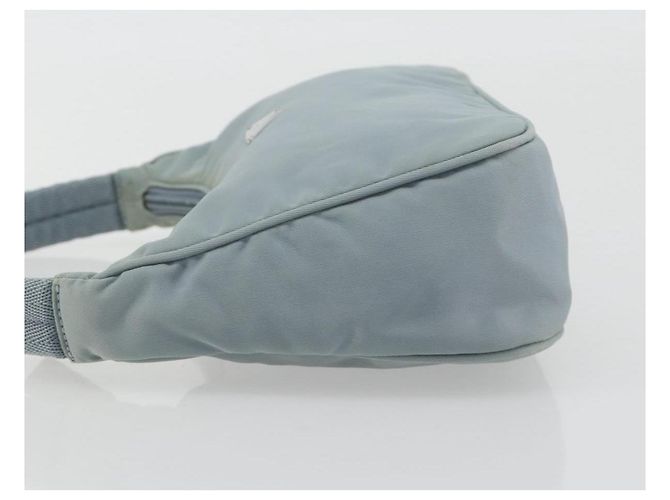 PRADA Hand Pouch Nylon Hellblau Silber Auth BA14013A - Ansicht 4