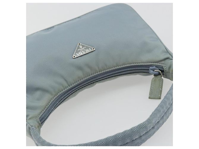 PRADA Hand Pouch Nylon Hellblau Silber Auth BA14013A - Ansicht 6