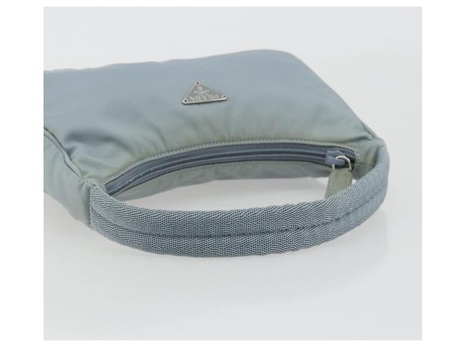 PRADA Hand Pouch Nylon Hellblau Silber Auth BA14013A - Ansicht 7
