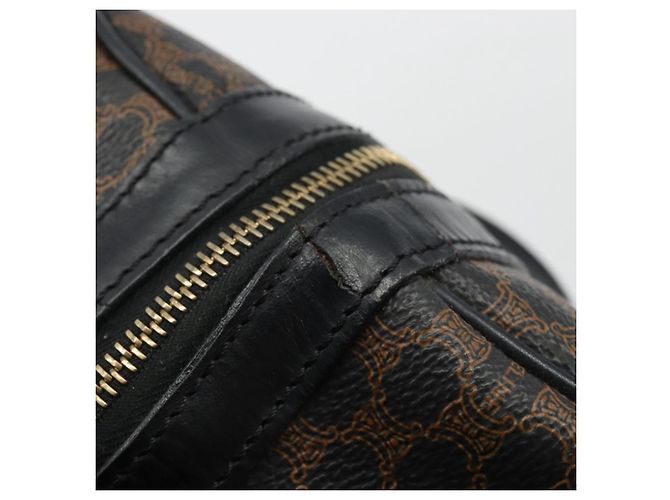 Céline Borsa Boston CELINE Macadam Canvas PVC Pelle Nera Oro Auth 189541A Nero D'oro - vista 10