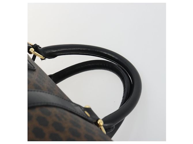Céline Borsa Boston CELINE Macadam Canvas PVC Pelle Nera Oro Auth 189541A Nero D'oro - vista 14