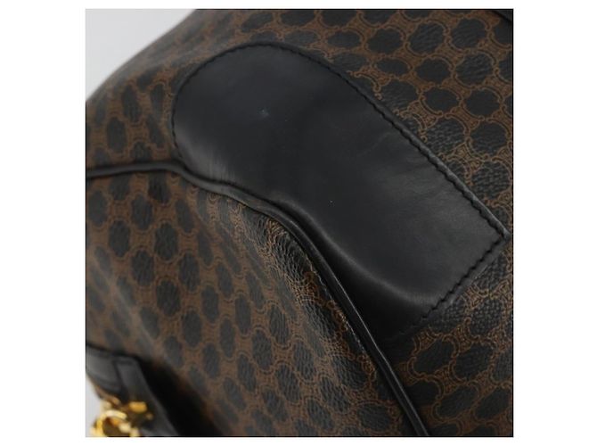 Céline Borsa Boston CELINE Macadam Canvas PVC Pelle Nera Oro Auth 189541A Nero D'oro - vista 15