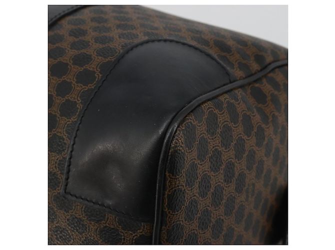 Céline Borsa Boston CELINE Macadam Canvas PVC Pelle Nera Oro Auth 189541A Nero D'oro - vista 16