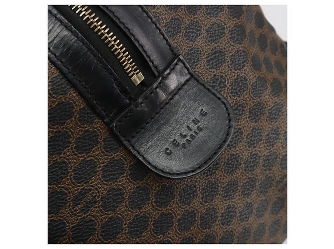 Céline Borsa Boston CELINE Macadam Canvas PVC Pelle Nera Oro Auth 189541A Nero D'oro - vista 18